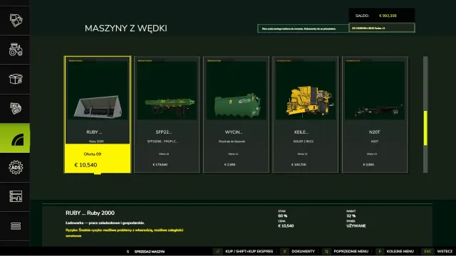 Rynek maszyn używanych FS25 mod
